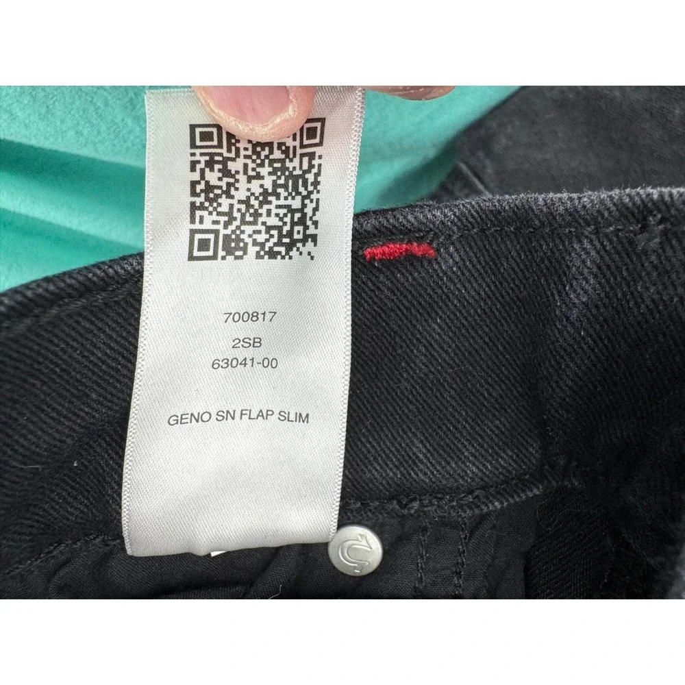 True Religion Geno Relaxed Slim Jeans Mens 38x32 Black Contrast Stitch Denim Y2K